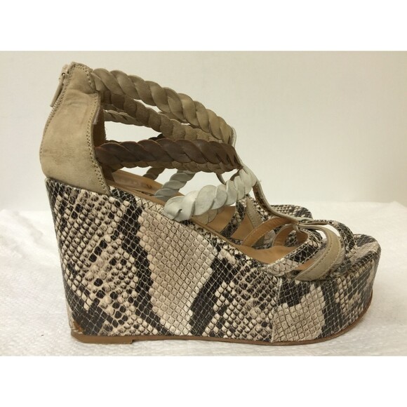 Ingledew's Leather women platform wedge sandals snake animal print size EUR 38 - Picture 4 of 9